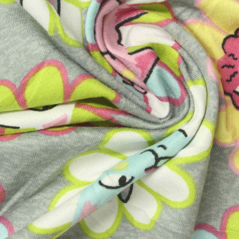 Grey Flowers Milk Silk Knit, Polyester