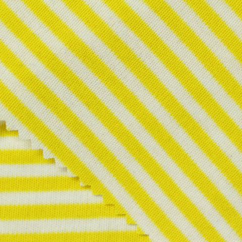 Yellow Horizontal-Stripe Interlock Knit, Polyester