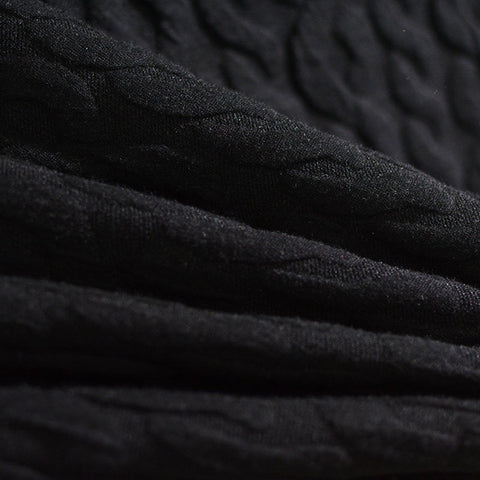 Jacquard Polyester Viscose Stretch Knit Fabric, 350 gsm, 165 cm — Black