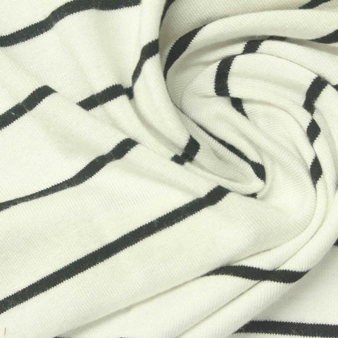 Dark Grey Horizontal-Stripe Jersey Knit, Viscose
