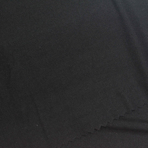 Viscose Nylon Piqué Knit Fabric, 166 gsm, 176 cm — Black