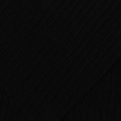 Polyester Viscose Stretch Rib Knit Fabric, 275 gsm, 115 cm — Black