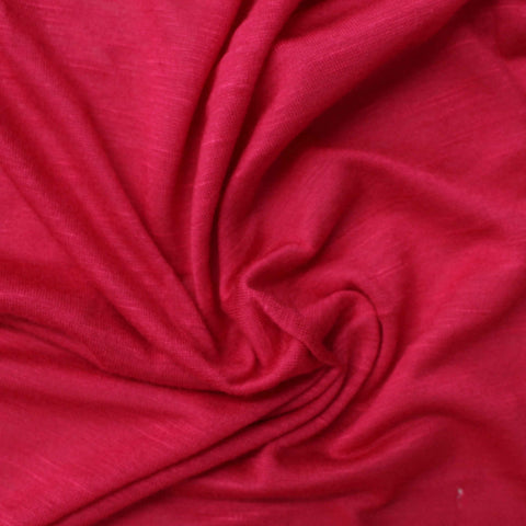 Slub 100% Viscose Jersey Knit Fabric, 100 gsm, 180 cm — Red