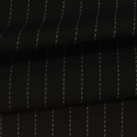 Light Grey Vertical-Pinstripe Ponte Knit, Nylon-Viscose