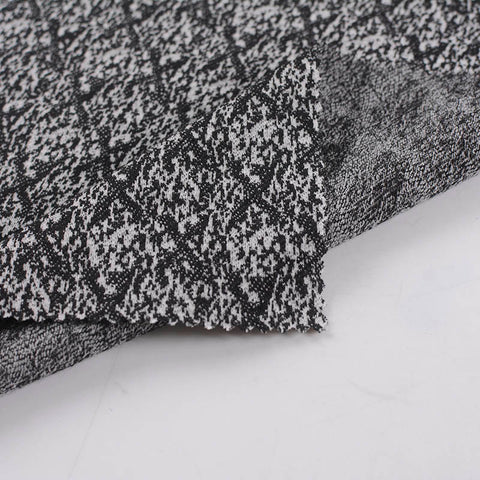Black Geometric Interlock Knit, Polyester, 220 gsm