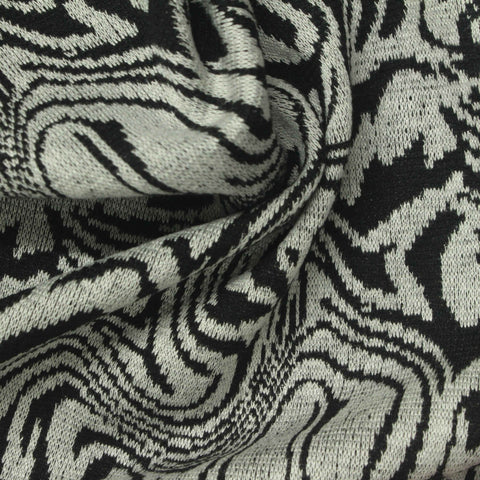 Black Abstract-Animal Print Interlock Knit, Viscose-Poly