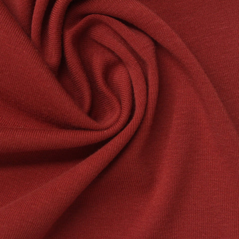 Cotton Polyester Stretch Rib Knit Fabric, 210 gsm, 160 cm — Red