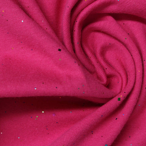Pink Glitter-Dot Jersey Knit, Cotton, 165 gsm
