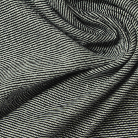 Black Horizontal-Stripe Jersey Knit, Cotton, 158 gsm