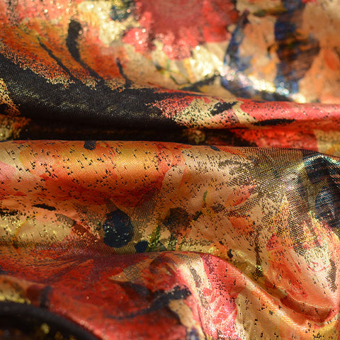 Black Floral Jacquard, Polyester, 170 gsm