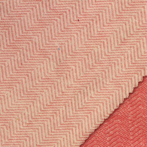 Coral Chevron French Terry, Poly-Cotton