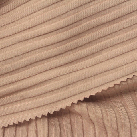 Viscose Stretch Rib Knit Fabric, 357 gsm, 120 cm — Beige