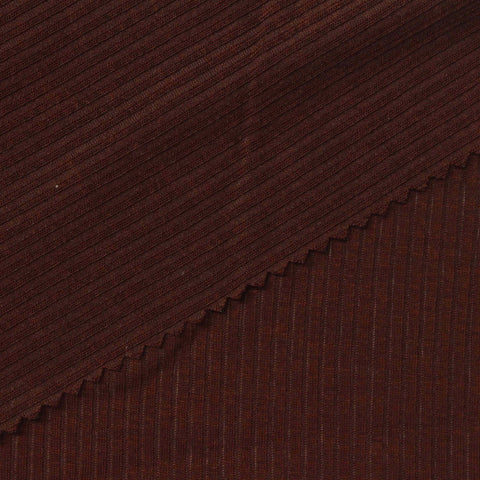 Light Brown Stripes Rib Knit, Tencel Lyocell-Wool