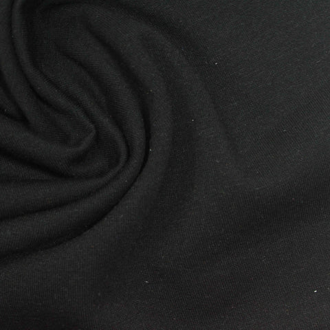 Brushed Polyester Viscose Stretch French Terry Fabric, 235 gsm — Black