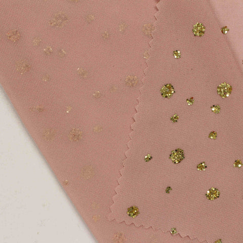 Gold Glitter-Dot Chiffon, Polyester