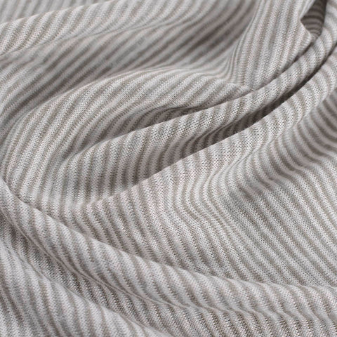Light Grey Horizontal-Stripe Jersey Knit, Poly-Viscose, 168 gsm