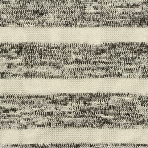 Off-White Horizontal-Stripe Jersey Knit, Poly-Viscose, 230 gsm