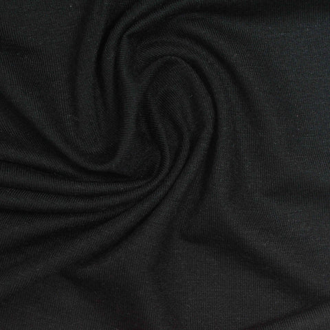 Viscose Stretch Jersey Knit Fabric, 118 gsm, 152 cm — Black