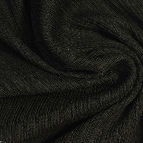 Cotton Polyester Rib Knit Fabric, 240 gsm, 150 cm — Black