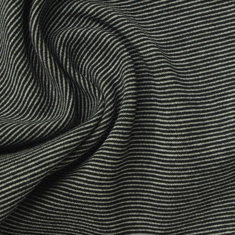 Dark Grey Horizontal-Stripe Interlock Knit, Cotton-Poly, 194 gsm