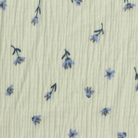 Blue Floral Crepe, Polyester, 170 gsm