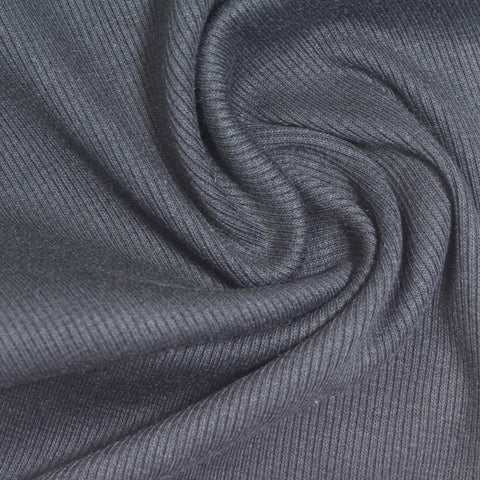 Dark Grey Ribbed Rib Knit, Cotton-Poly