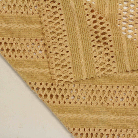 Gold Openwork-Stripe Pointelle Knit, Polyester