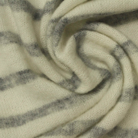 Grey Horizontal-Stripe Jersey Knit, Viscose-Poly, 180 gsm