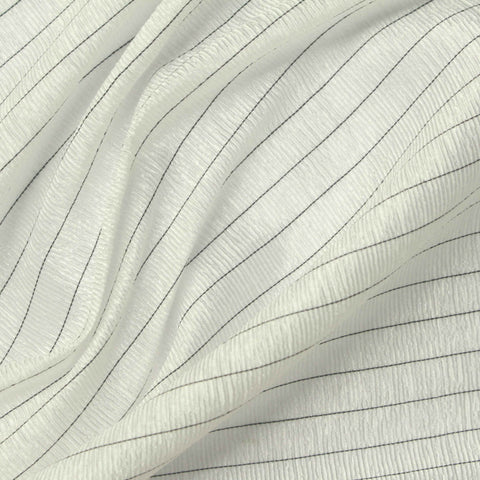 Dark Grey Horizontal-Stripe Crepe, Acetate-Nylon