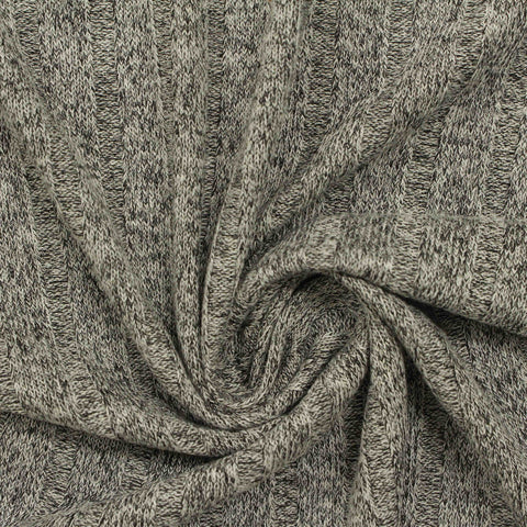Heathered Grey Marl Rib Knit, Viscose-Poly, 193 gsm