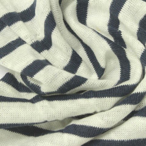 Dark Grey Horizontal-Stripe Jersey Knit, Linen