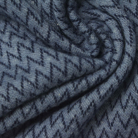 Blue Zigzag Jacquard, Poly-Cotton