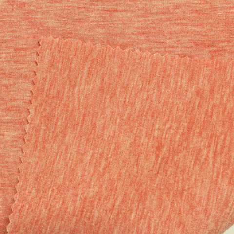 Orange Marl Interlock Knit, Poly-Viscose, 380 gsm