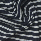 Dark Navy Horizontal-Stripe Rib Knit, Viscose — photo 2