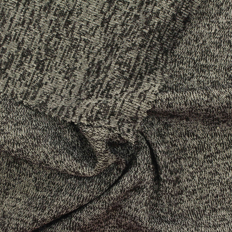 Black Marl Rib Knit, Viscose-Poly, 282 gsm
