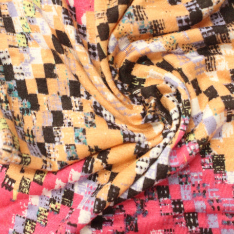 Pink Check Knit, Viscose