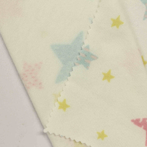 Pink Stars Jersey Knit, Poly-Viscose
