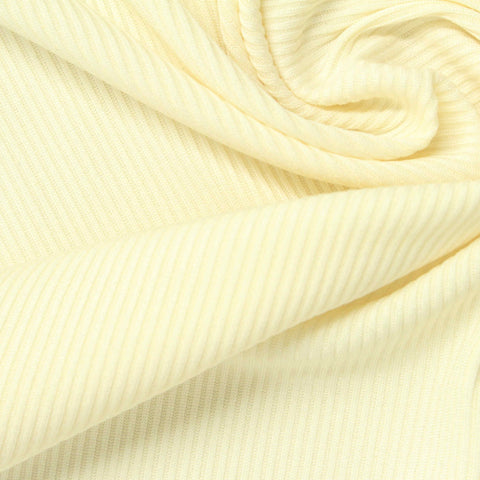 Polyester Stretch Rib Knit Fabric, 215 gsm, 165 cm — Yellow