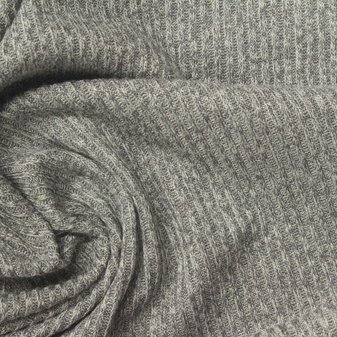 Dark Grey Fine-Marl Rib Knit, Viscose-Poly