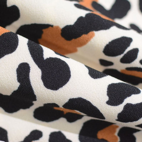Black Leopard Linen-Look, Polyester, 140 gsm