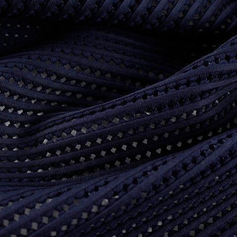 Striped 100% Polyester Mesh Fabric, 270 gsm, 160 cm — Navy