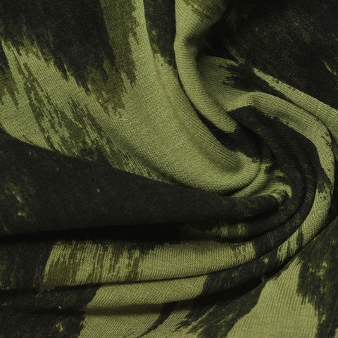 Dark Green Brushstroke French Terry, Modal-Poly