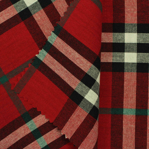 Red Plaid Woven, Cotton, 125 gsm, 145 cm, ref EF-206455