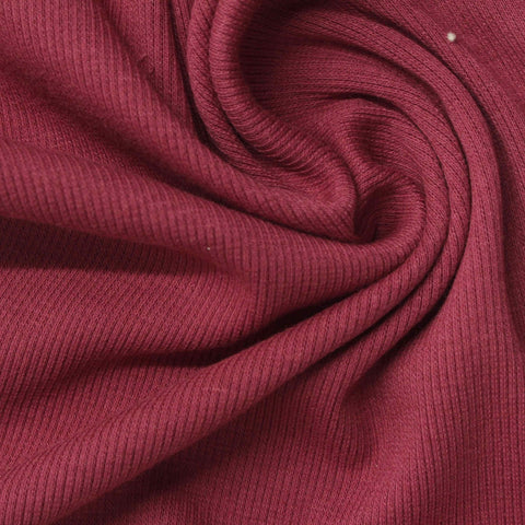 Cotton Polyester Stretch Rib Knit Fabric, 250 gsm, 120 cm — Red
