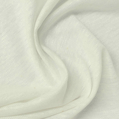 Linen Polyester Piqué Knit Fabric, 200 gsm, 147 cm — White