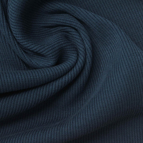 Polyester Modal Stretch Rib Knit Fabric, 380 gsm — Navy
