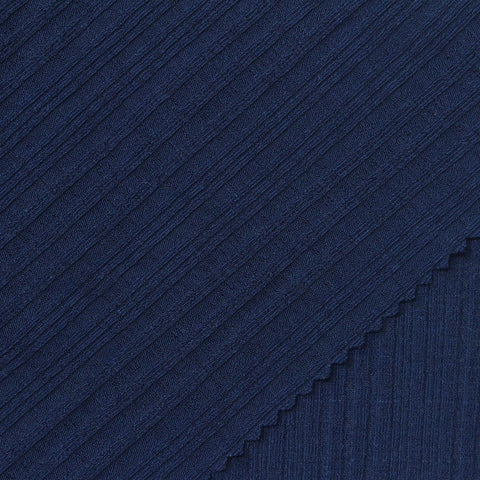 Navy Ribbed Rib Knit, Polyester