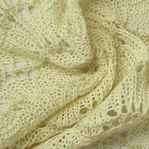 Cream Sparkle Pointelle Knit, Poly-Cotton
