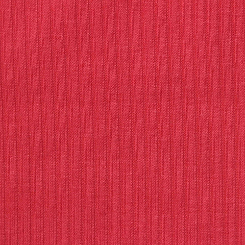 Polyester Viscose Stretch Rib Knit Fabric, 260 gsm, 135 cm — Red, ref EF-241484