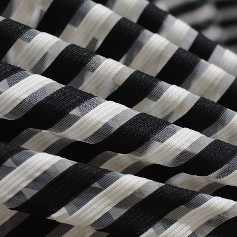 Black Horizontal-Stripe Jacquard, Polyester, 220 gsm